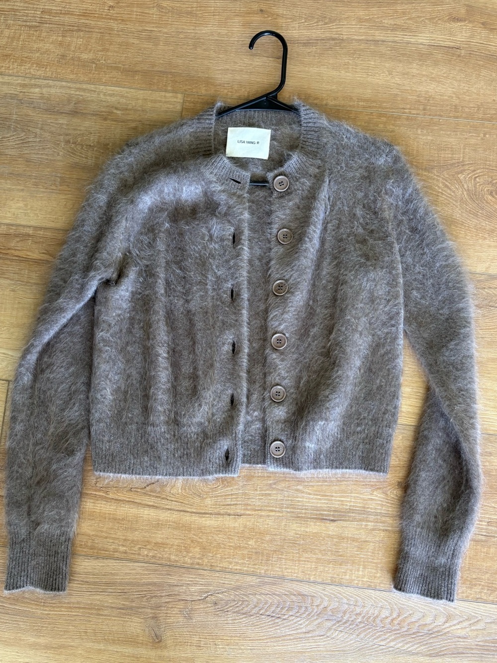 Loulou Studio Taupe Fuzzy Button-Front Cardigan